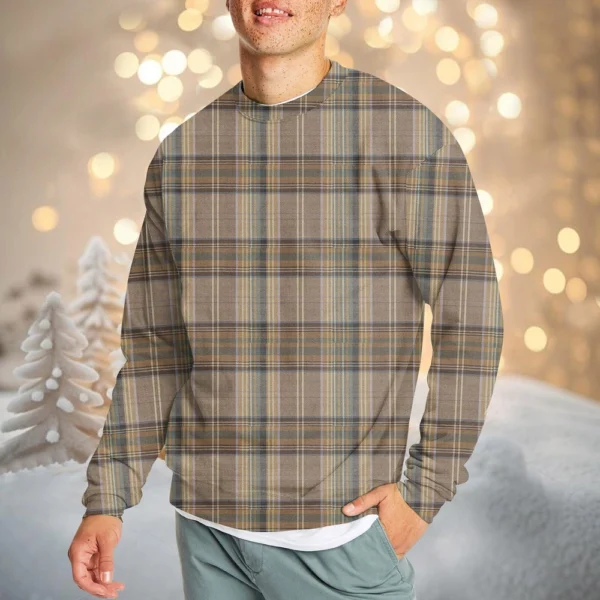 Men's Casual Fashion Comfortable Plaid Round Neck Pullover Sweatshirt Sweatshirt - Image 19