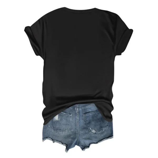 Women's Fashion Daily Short Sleeved Loose Casual Printed Round Neck T-Shirt - Image 10
