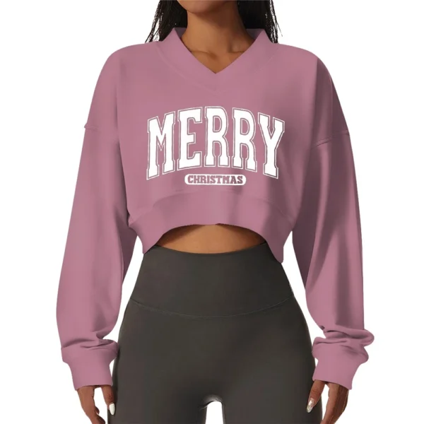 Women's Casual Fashionable Comfortable Padded V-Neck Christmas Printed Long - Image 35