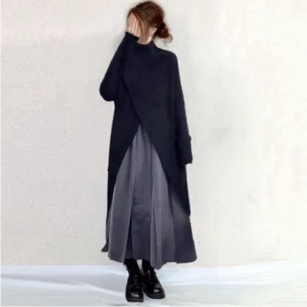 Split knit mid-length sweater for women - Image 4