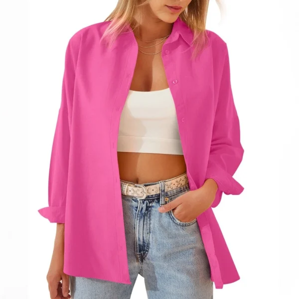 Fashion Loose Long Sleeve Cardigan Shirt Top - Image 11