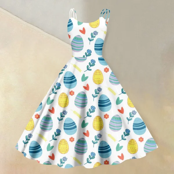 Women's  Casual Fashion Flower Print Sexy Off Shoulder Punk Retro Skirt - Image 13