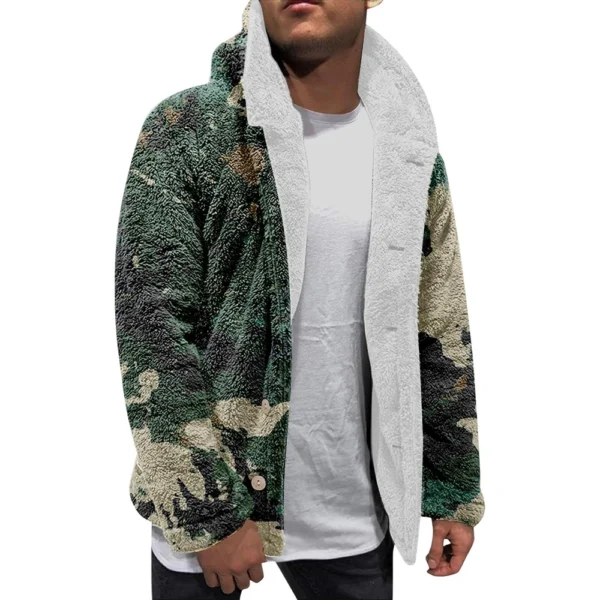 Men'S Winter Zipper Hooded Fleece Sweatshirt With Patch Pocket Casual Jacket - Image 14