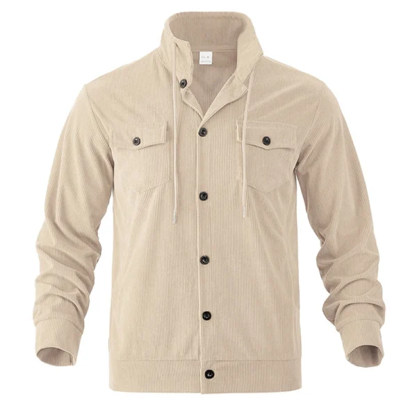 Men's Solid Color Corduroy Lapel Jacket Men's Retro Multi-Pocket Work Jacket - Image 14