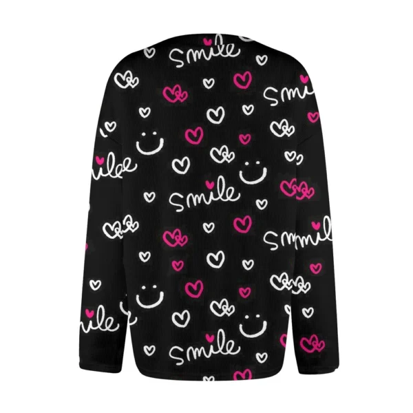 Women's Fashion Printed Valentine's Day Long Sleeved Knitted Cardigan Button - Image 12