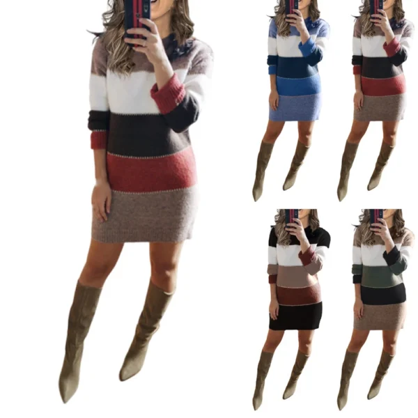 Sexy Women's Knit Sweater Long Sleeve Package Hips Party  Dress