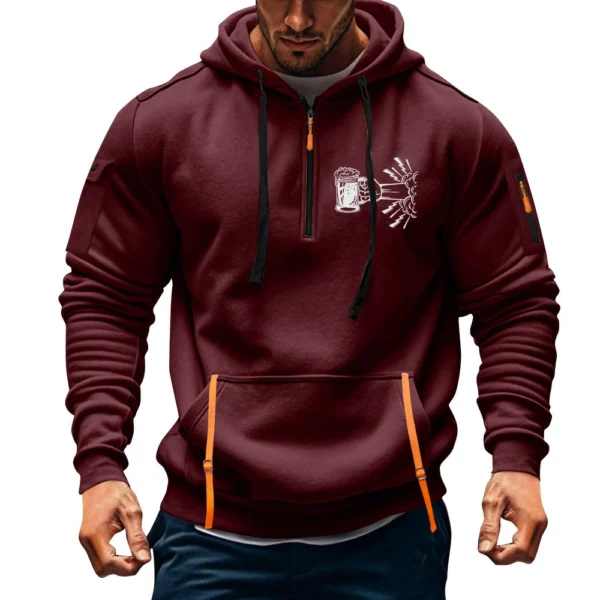 Men's Printed Sweatshirt Hoodie Zipper Arm Pocket Cardigan Men's Sports Large - Image 31