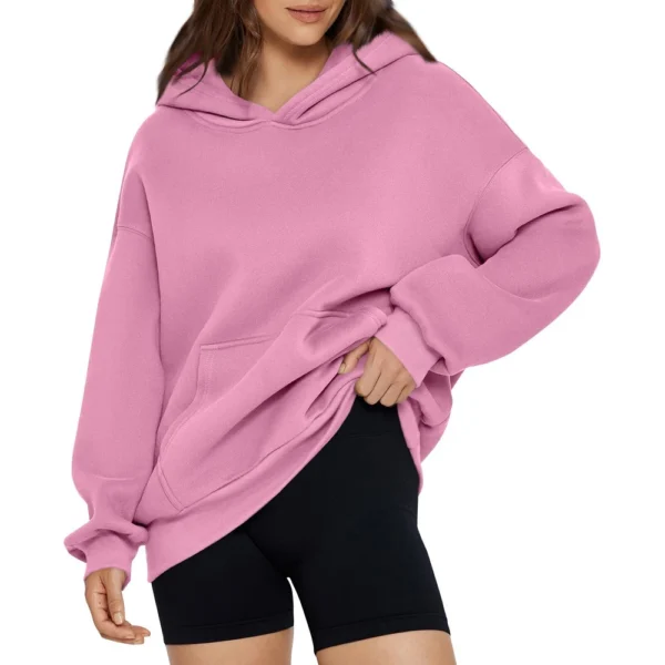 Women's Fashion Spring Hooded Sweatshirt Casual Pocket Top Loose Pullover - Image 43