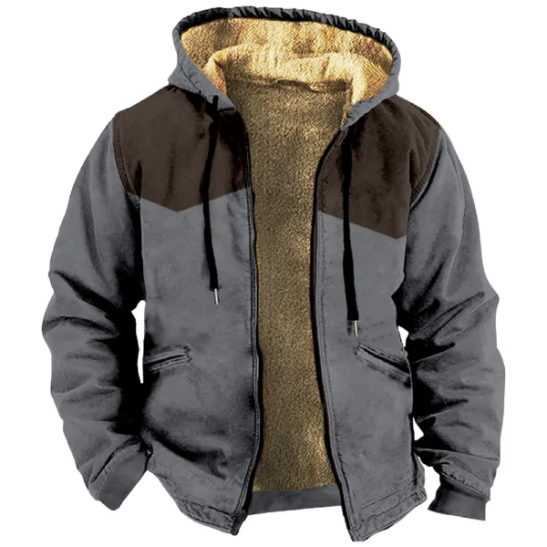 Men's Winter Print Jacket Men's Casual Trend Zipper Hooded Jacket - Image 5