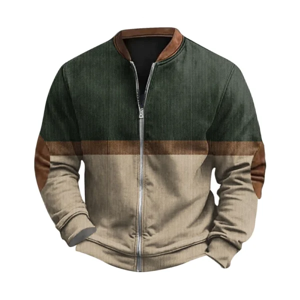 Men'S Retro Casual Sportswear With Open Zipper Sweatshirt Jacket - Image 4