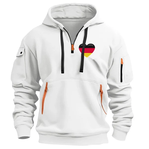 Men's Printed Sweatshirt Hoodie Zipper Arm Pocket Cardigan Men's Sports Large - Image 7