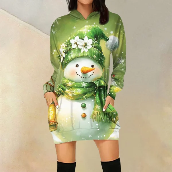 Ladies' Loose Casual Pocket Long Sleeved Hoodie Christmas Printed Sweatshirt - Image 22