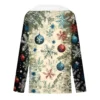 Women's Loose Casual Long Sleeved Christmas Printed Plush Collar V Neck Top, - Image 12