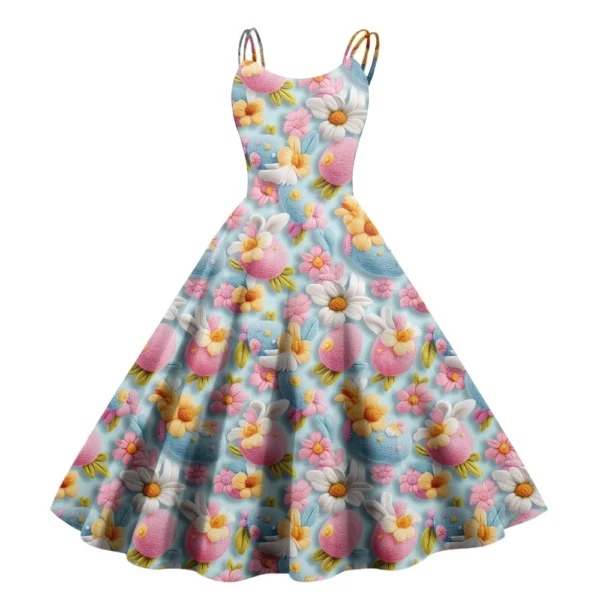 Women's Casual Fashion Print Sexy Off Shoulder Punk Retro Dress Retro Dress - Image 29