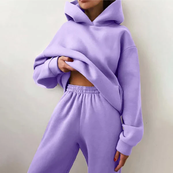 Women's casual long sleeve hoodie pant suit - Image 7