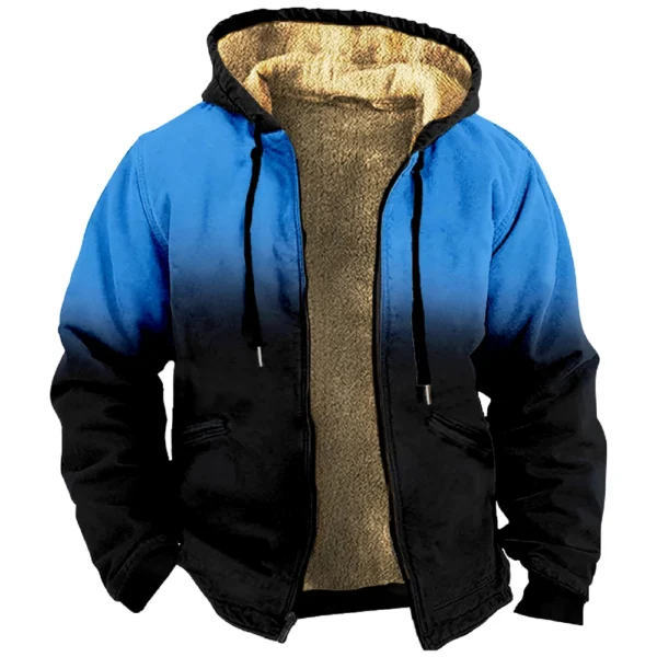 Men's Winter Print Jacket Men's Casual Trend Zipper Hooded Jacket - Image 16