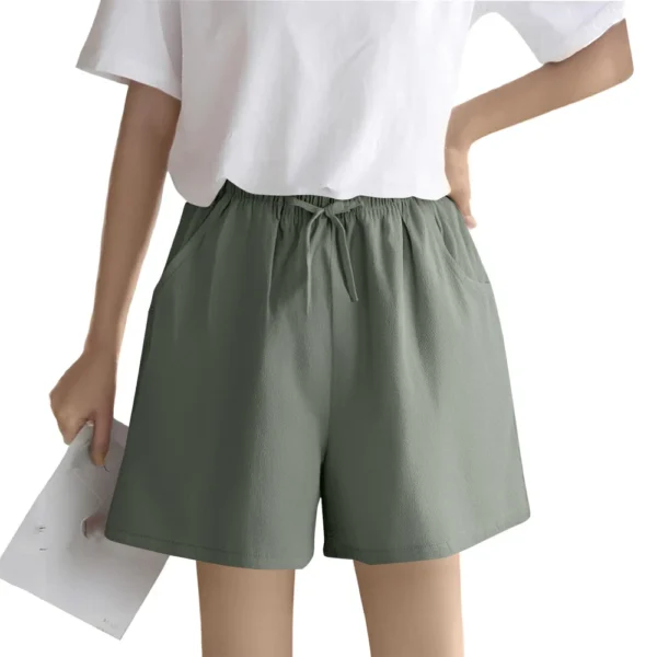 Women's Solid Color Linen Cotton Hemp Casual Sports Casual Shorts Pants. - Image 5