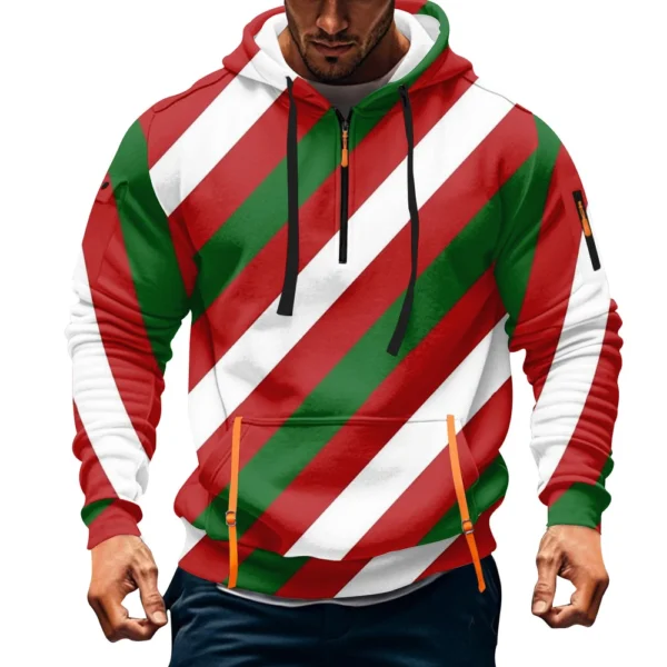 Men's Printed Sweatshirt Hoodie Zipper Arm Pocket Cardigan Men's Sports Large - Image 31
