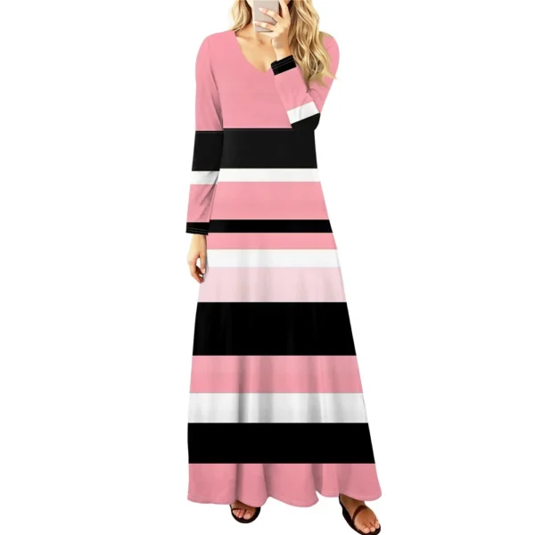 Women's Casual Fashion Long Sleeve Graphic Printed Vintage Long Dresses Fall - Image 41