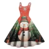 Women's Casual Fashion Christmas Print Sexy Off Shoulder Punk Retro Dress Retro - Image 2