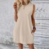 Women's Casual And Fashionable Round-neck Sleeveless Printing Mid Length Dress. - Image 6