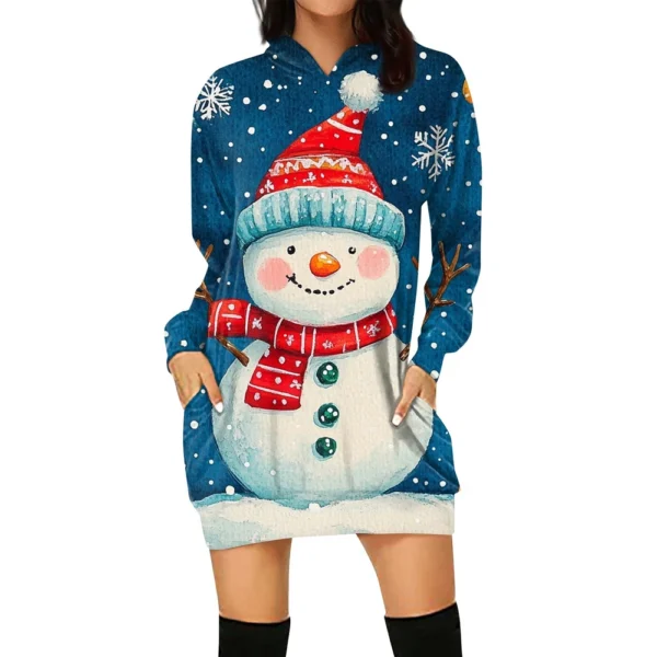 Ladies' Loose Casual Pocket Long Sleeved Hoodie Christmas Printed Sweatshirt - Image 17