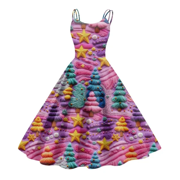 Women's Fashion Christmas Printed Sexy Strapless Gothic Cocktail Dress Punk, - Image 35