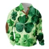 Knit Printed 3 Button - Corduroy Men's Standing Collar Pocket Sweatshirt - Image 7