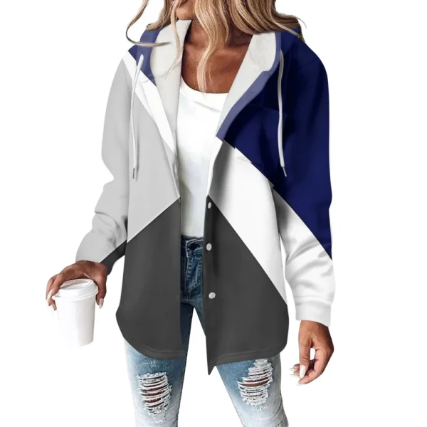 Hoodies For Women Winter Warm Sweatshirt Button Drawstring Hooded Print Jacket - Image 20