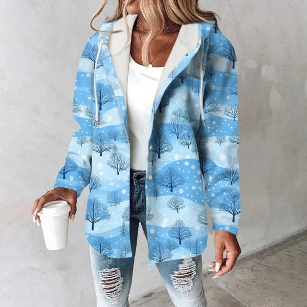 Women's Coat Casual And Fashionable Composite Thick And Warm Printed Hooded - Image 31