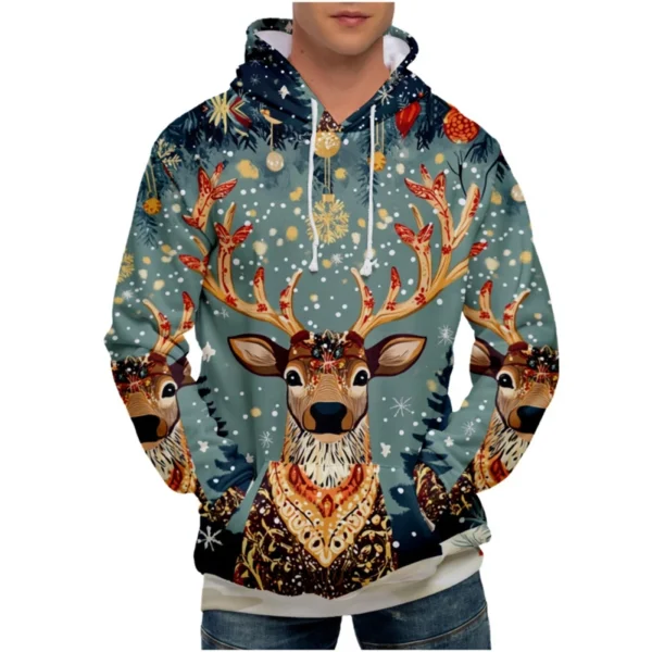 Men's Loose Printed Hooded Sweatshirt Men's Casual Fashion Sports Sweatshirt - Image 26