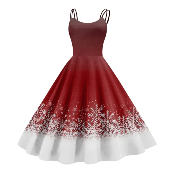 Women's Fashion Sexy Strapless Gothic Cocktail Christmas Graphic Printed - Image 36