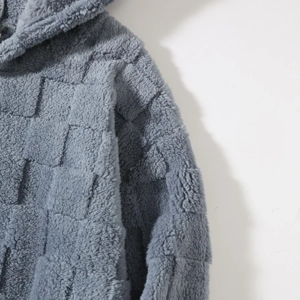 Plaid Loose Winter Plush Hoodie Casual Plus-size Coat For Men - Image 9