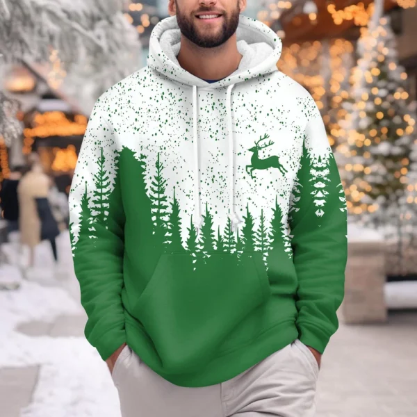 Men's Print Plush Warm Coat Fleece Sweater Casual Coat Pocket Sweater Winter - Image 25