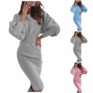 Sexy Women's Knit Sweater Long Sleeve Package Hips Party  Dress