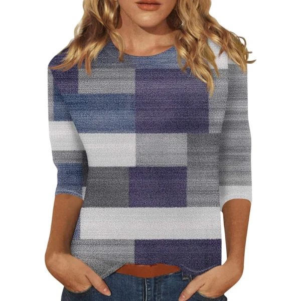 3/4 Sleeve Tops For Women T-Shirt Casual  Print Tops T Shirt Round Neck - Image 3