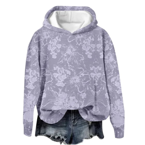 Women's Tops Sweatshirt Print Round Neck Hooded Casual - Image 4