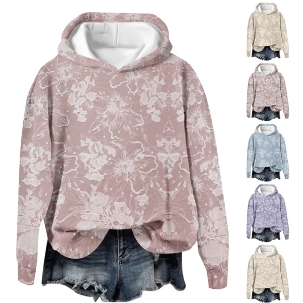 Women's Tops Sweatshirt Print Round Neck Hooded Casual
