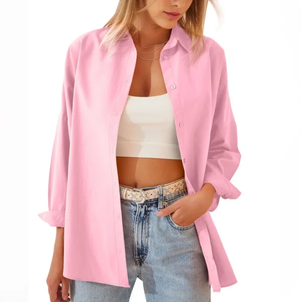 Fashion Loose Long Sleeve Cardigan Shirt Top - Image 15