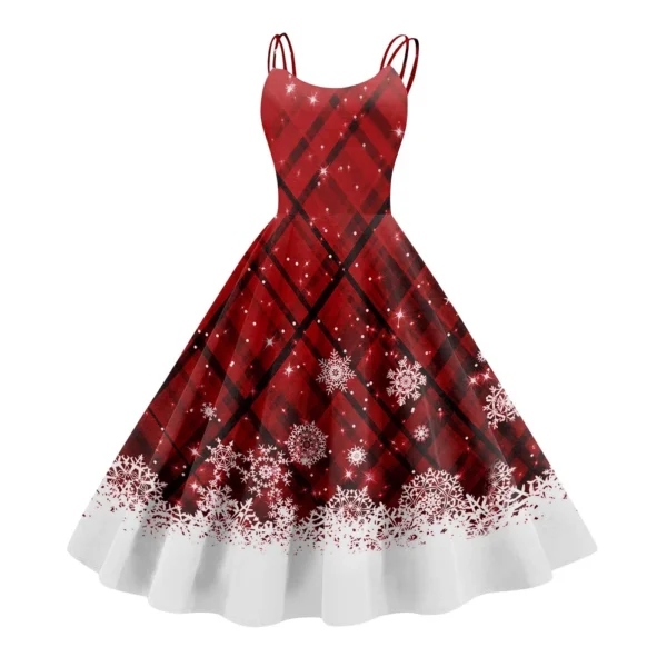 Women's Fashion Sexy Strapless Gothic Cocktail Christmas Graphic Printed - Image 6