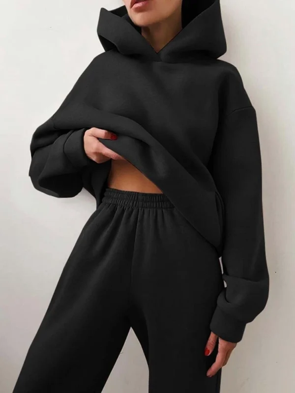 Women's casual long sleeve hoodie pant suit - Image 32