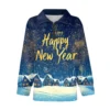 Women's Casual Half Zipper Lapel Christmas Printed Pullover Top Side Slit - Image 12