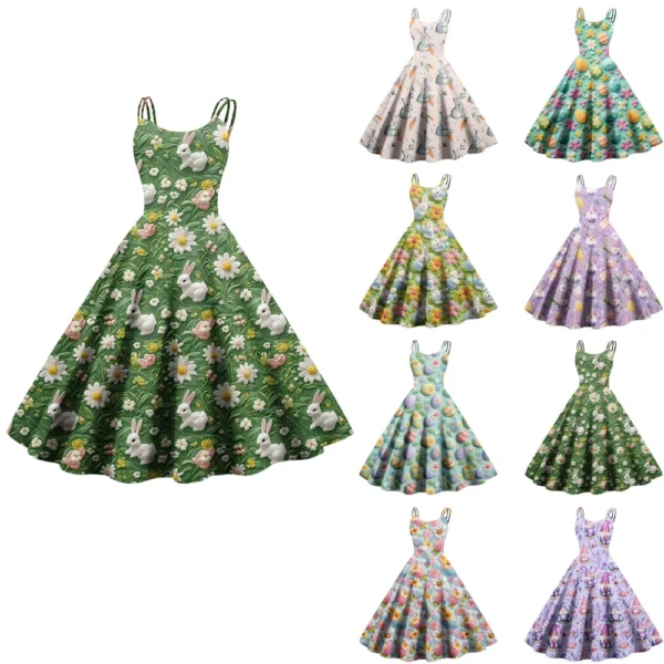 Women's Casual Fashion Print Sexy Off Shoulder Punk Retro Dress Retro Dress
