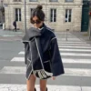 Women's scarf with patchwork tweed coat - Image 12