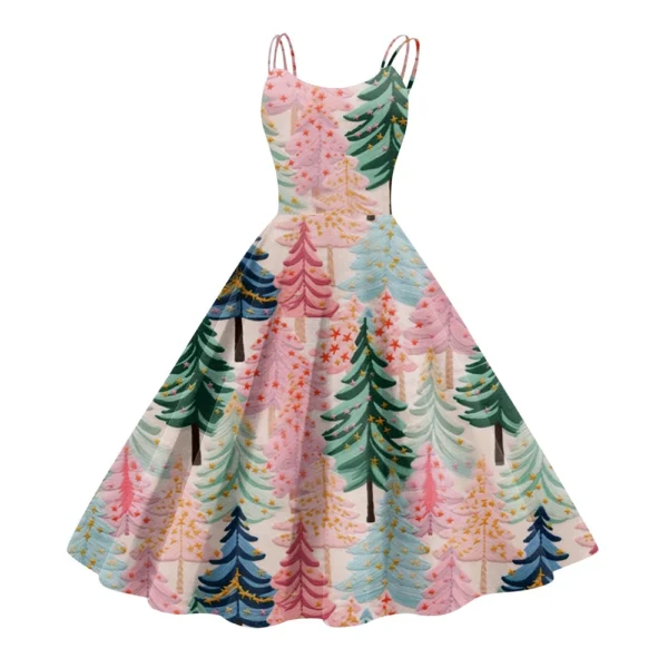 Women's Printed Strapless Gothic Cocktail Punk Sexy Fashion Dress Christmas - Image 7