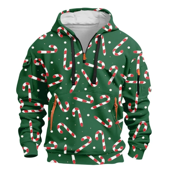 Men's Printed Sweatshirt Hoodie Zipper Arm Pocket Cardigan Men's Sports Large - Image 8