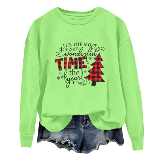 Women's Fashion Casual Round Neck Loose Long Sleeve Solid Color Sweatshirt - Image 2
