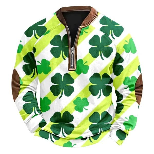 Men's St. Patrick's Day Vintage Casual Zip Sweatshirt Outdoor Casual Top - Image 35