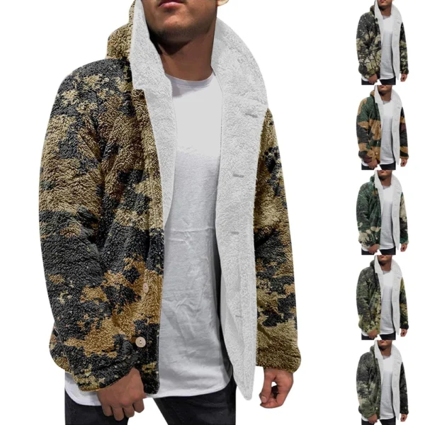 Men'S Winter Zipper Hooded Fleece Sweatshirt With Patch Pocket Casual Jacket
