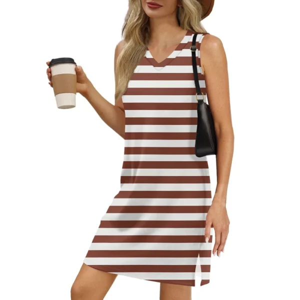 Women's V-neck Summer Casual Beach Vacation Women's Sleeveless Striped Print - Image 20